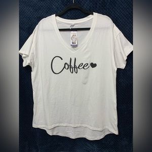 3/$20 NWT G SUPPLY GIRLFRIEND V-NECK TEE WHITE HIGH LOW HEM SIZE XXL COFFEE 🖤